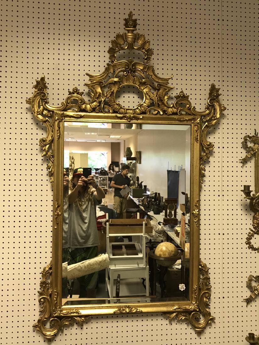 Gilt wood rococo style mirror, approx. 63"h x 38"w (1 of 4)