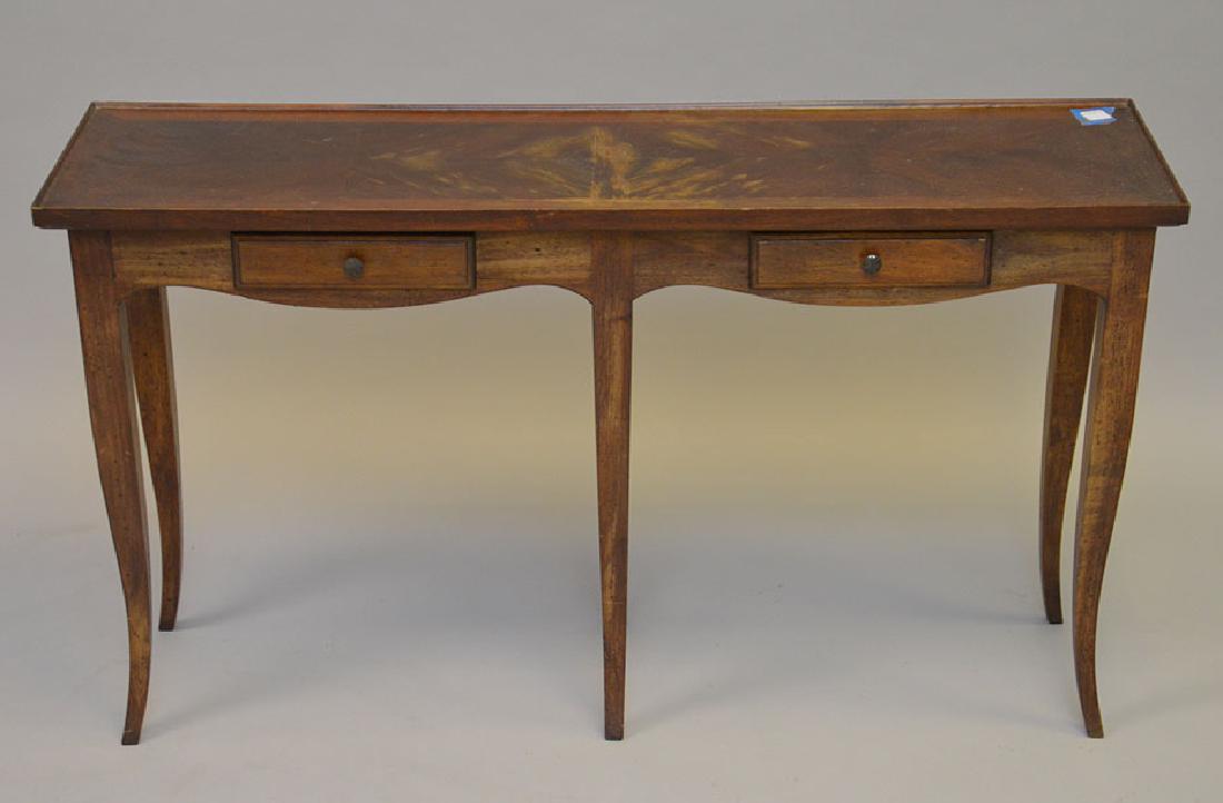 Country French console with 2 drawers, 25"h x 44"w x 12: Country French console with 2 drawers, 25"h x 44"w x 12 1/2"d (as is surface)