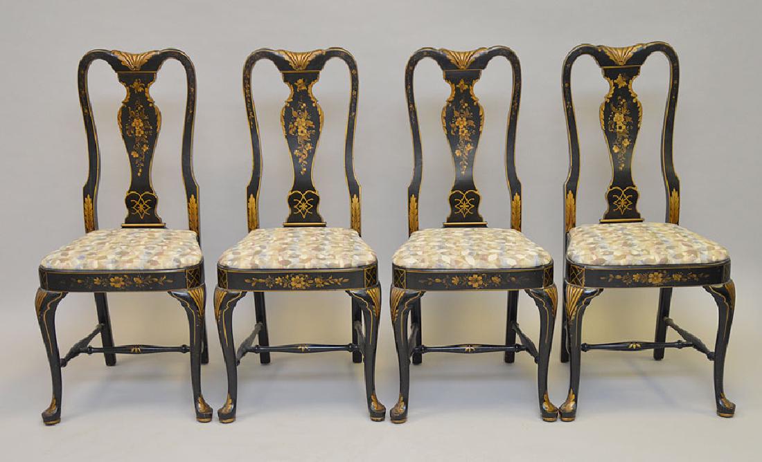 4 black/gold Chinoiserie design chairs (1 of 4)