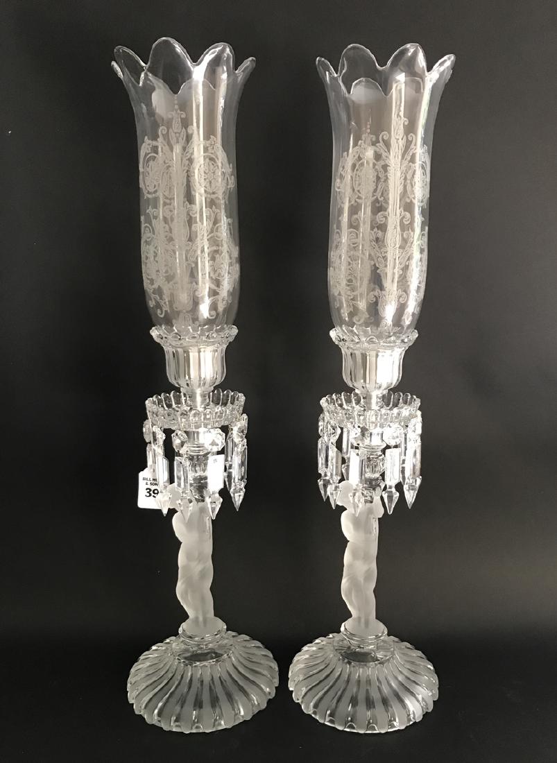 Pair figural Baccarat candlestick with hanging prisms & (1 of 11)