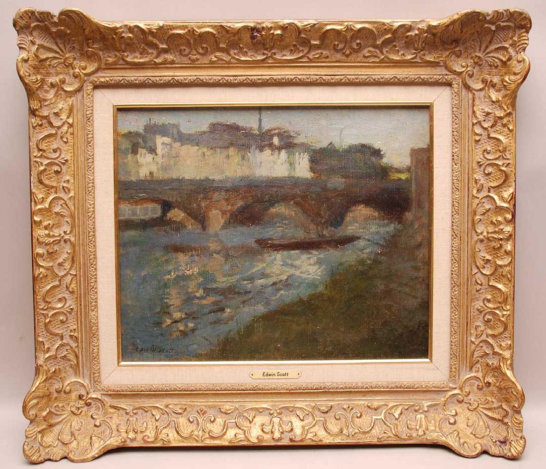 Edwin Scott (AMERICAN, 1862-1929) oil on canvas, "Paris (1 of 5)