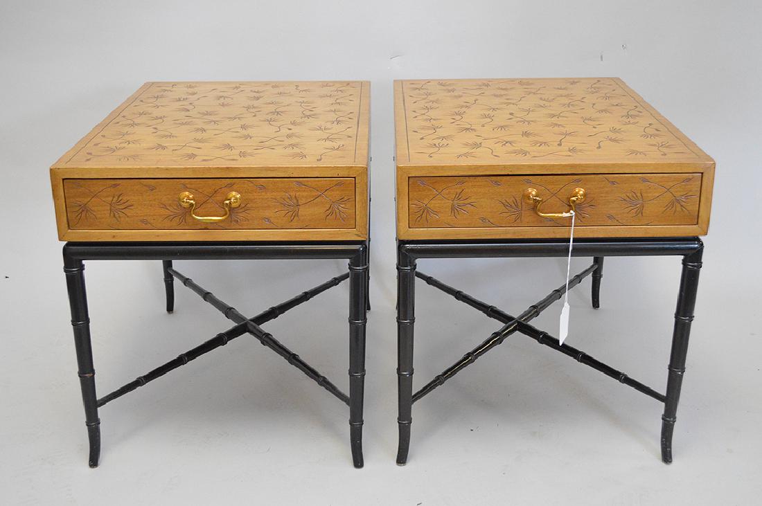 Pair Kittinger tables with ebonized bamboo bases and (1 of 7)