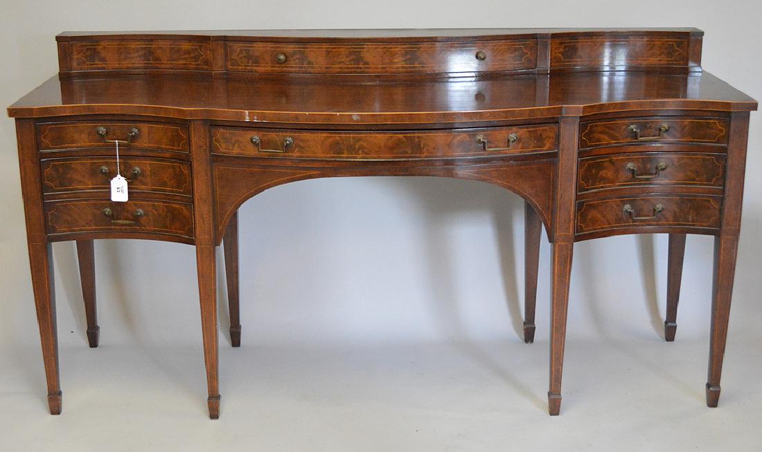 Baker Federal style mahogany serpentine sideboard, 41"h (1 of 8)