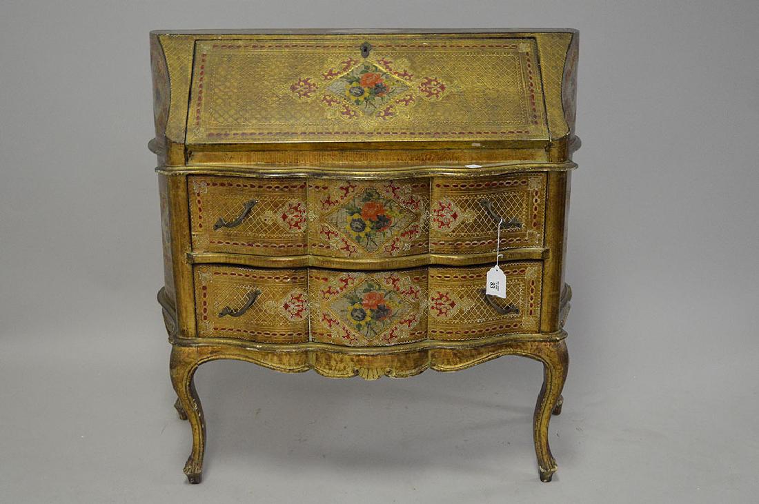 Venetian hand painted fall front desk, 37"h x 37"w x (1 of 6)