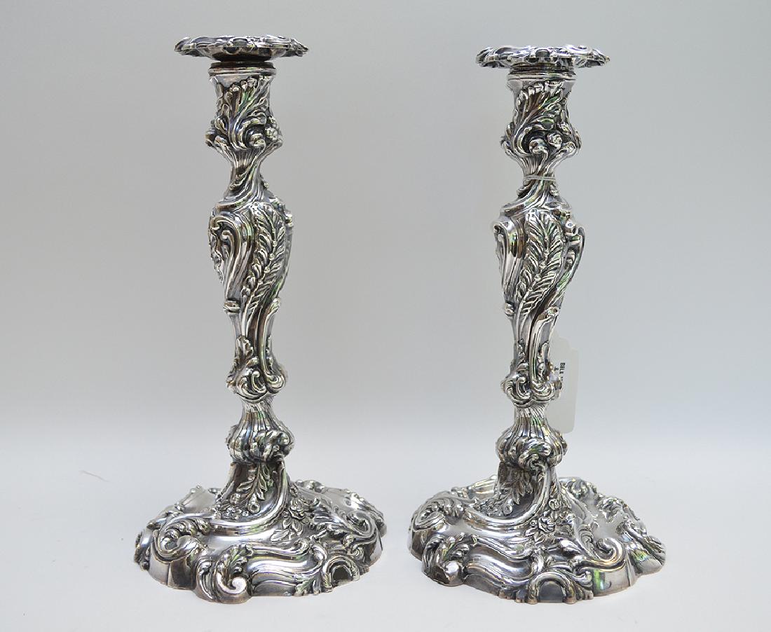 Pair of antique sterling crown candlesticks, 12"h (1 of 7)