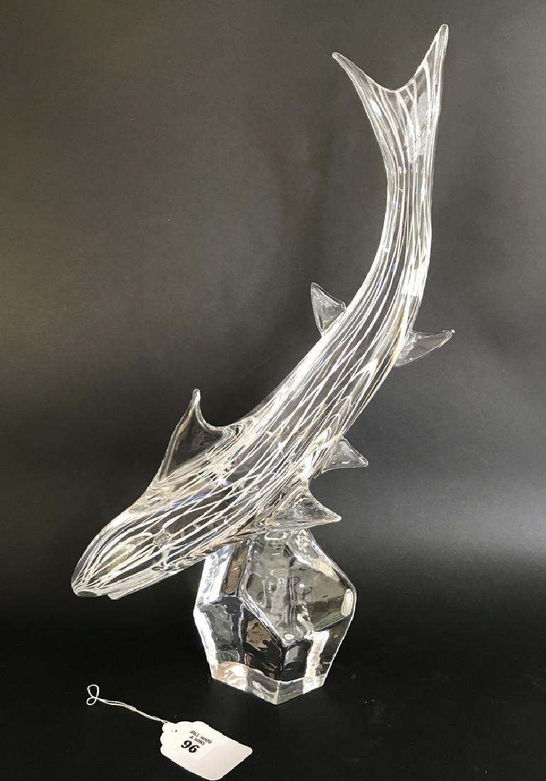 Murano Glass sailfish sculpture, indistincly signed 21: Murano Glass sailfish sculpture, indistincly signed 21 1/4"h