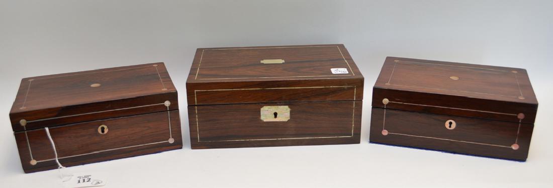 Pair Plus One larger, three 19th c. mahogany boxes (1 of 6)