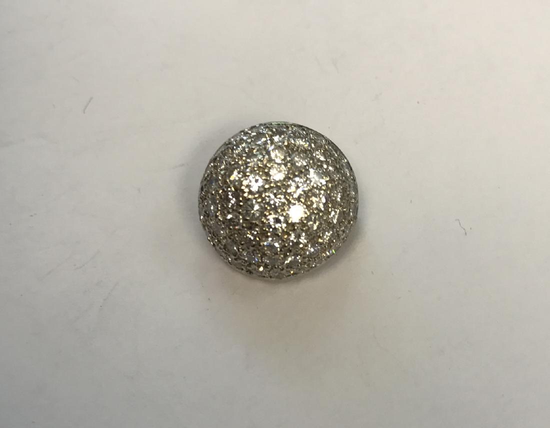 Diamond dome button size pin, 18kt white gold: Diamond dome button size pin, 18kt white gold
