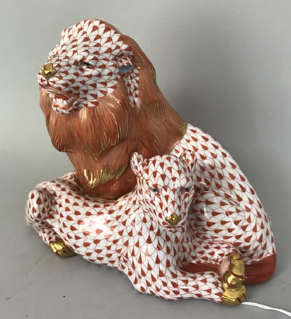 Herend porcelain Lion & Lioness, 7"h x 9"w x 4"d (1 of 7)