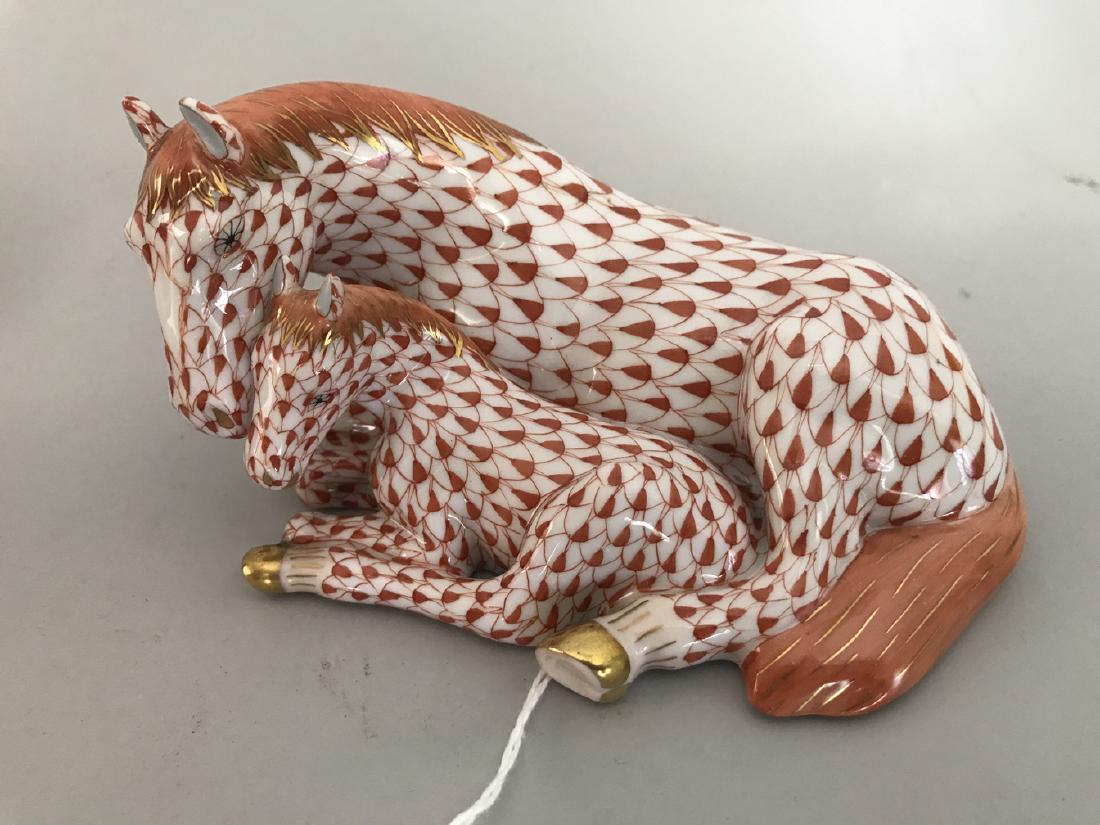 Herend porcelain group, horse & foal, 5"L (good (1 of 2)