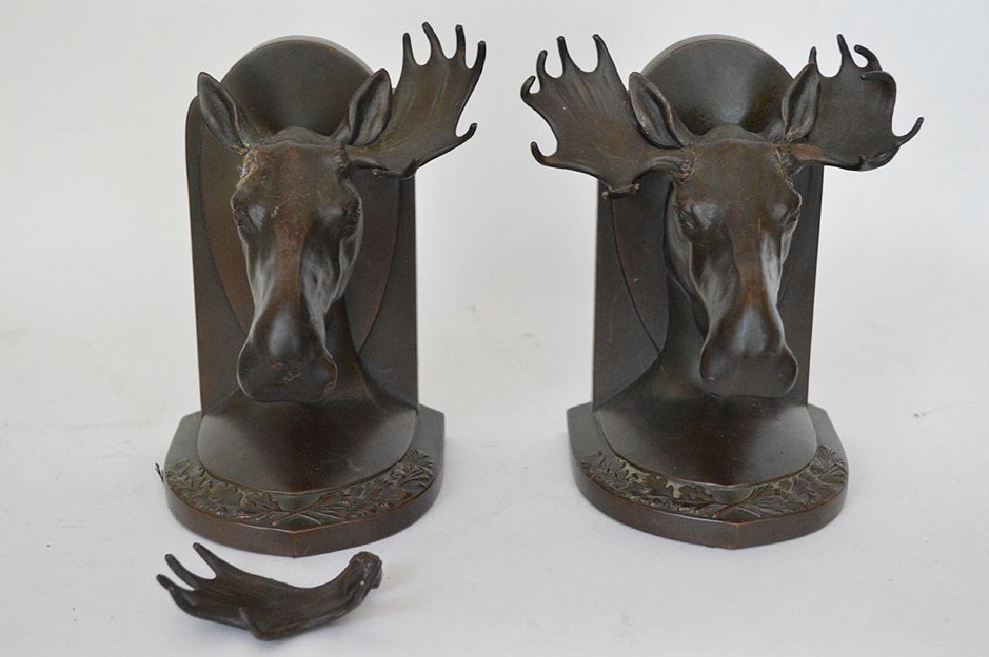 Pair bronze Moose bookends (antlers need some (1 of 6)