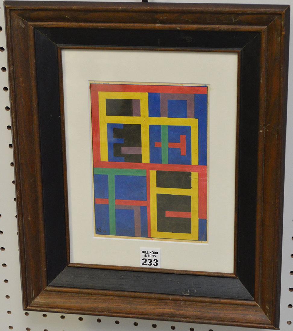 Lothar Schreyer (German 1886-1966) German Expressionist: Lothar Schreyer (German 1886-1966) German Expressionist Composition, gouache on paper, bears initials and date â€œLS â€˜26â€, image size 7 1/2 x 5 1/2