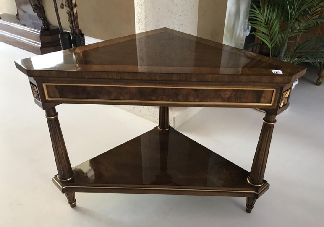 Karges inlaid mahogany & giltwood corner table, 25"h x (1 of 5)