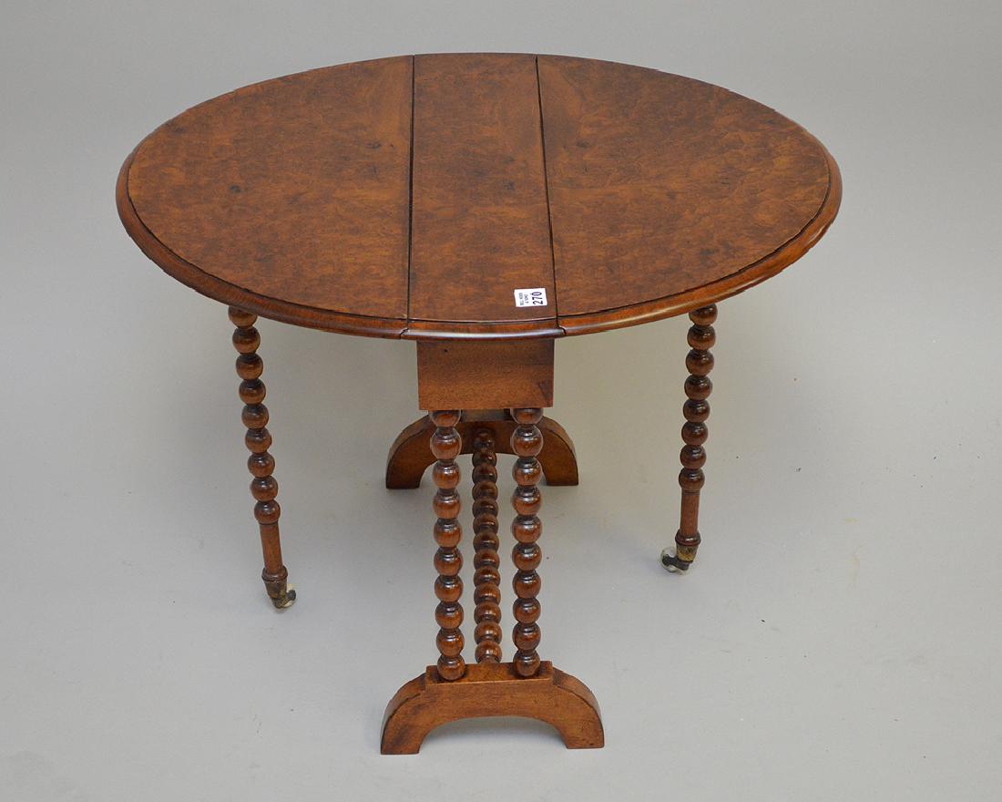 19th c. burled walnut drop leaf table with twist turned (1 of 4)