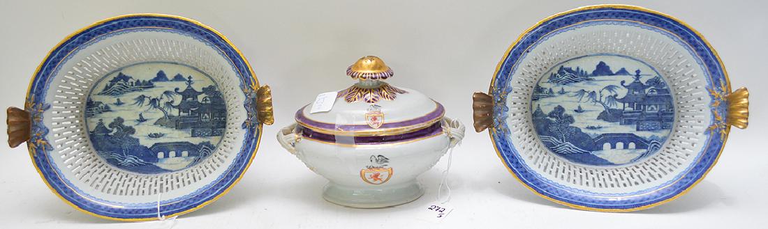 Two French Porcelain Reticulated Bowls each with old (1 of 6)