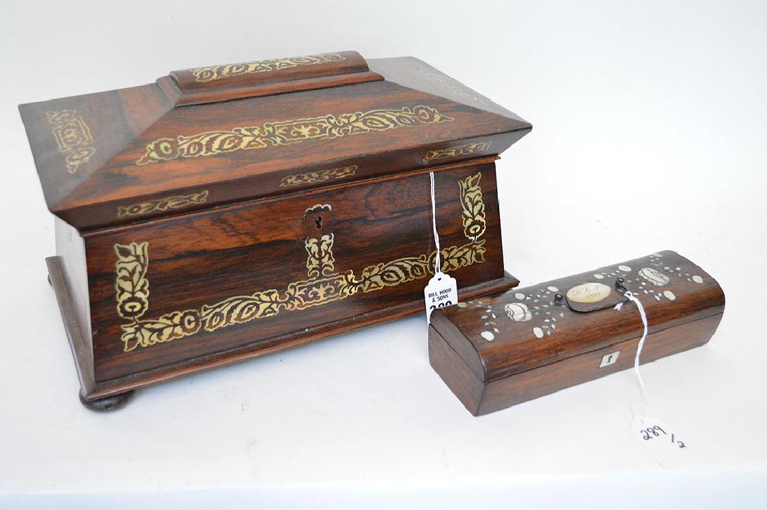 19th Century Mahogany Box With Mother Of Pearl Inlay (1 of 5)