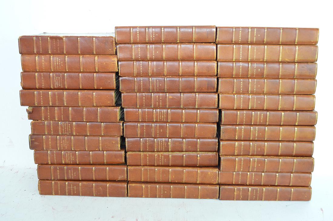 32 Antique leather bound books, Thackeray (1 of 6)
