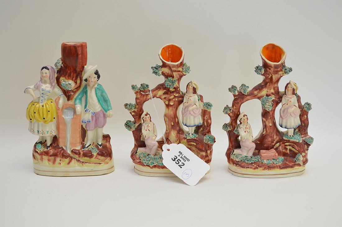 Pair of 19th c. Staffordshire spill vases AND single (1 of 4)