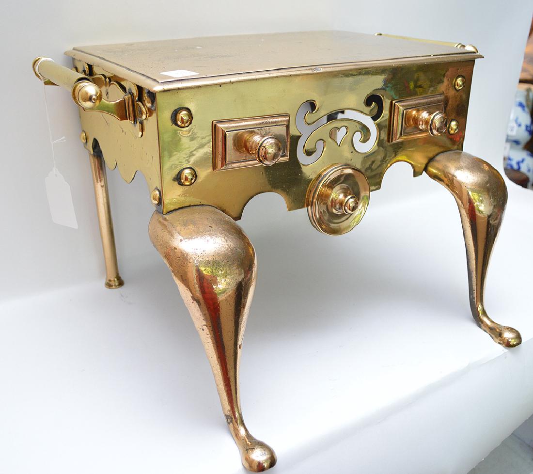 19th c. brass kettle stand, 12 1/2"h x 19"w (1 of 3)