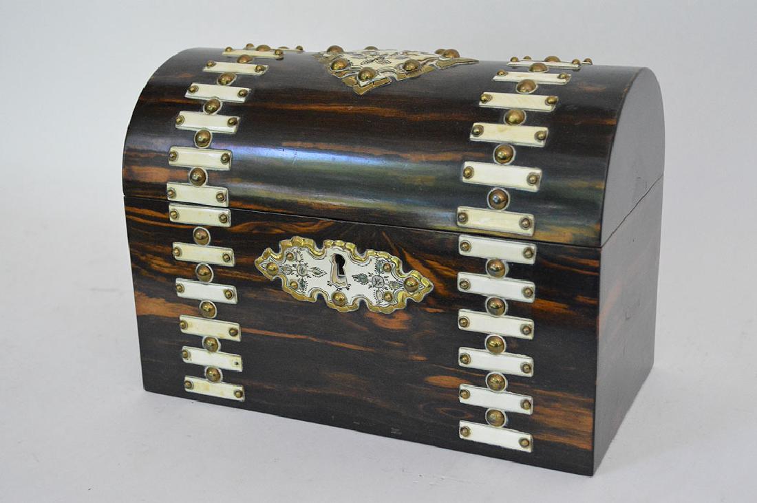 19th Century Coremandel Wood Box.  The hinged to with a (1 of 8)