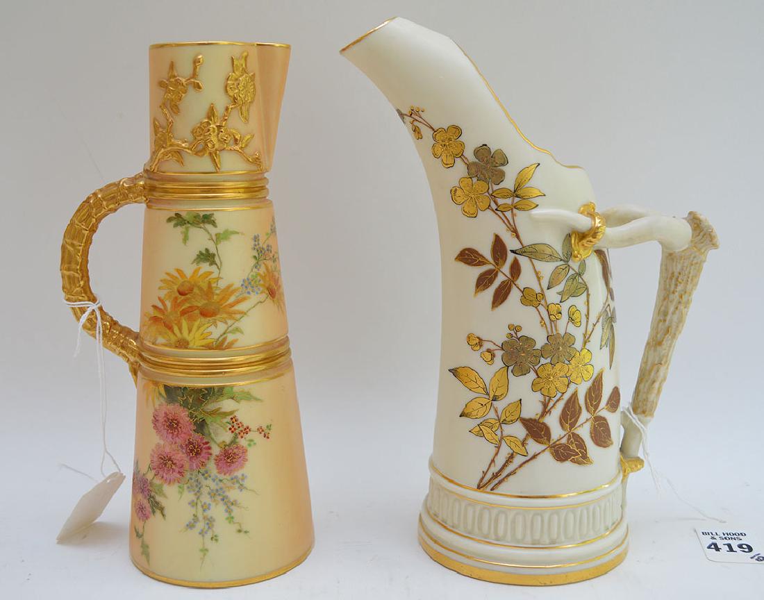 Two Royal Worcester Porcelain Pitchers.  1 Pitcher with (1 of 7)