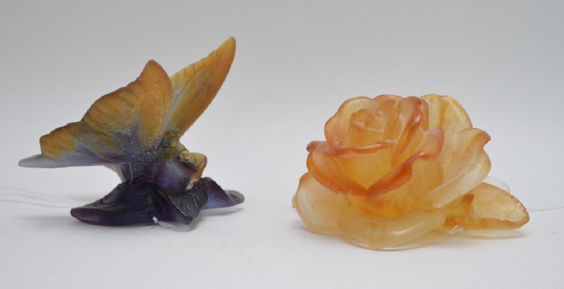 2 pcs. Daum glass, butterfly (3 1/2"L) and Daum glass (1 of 4)