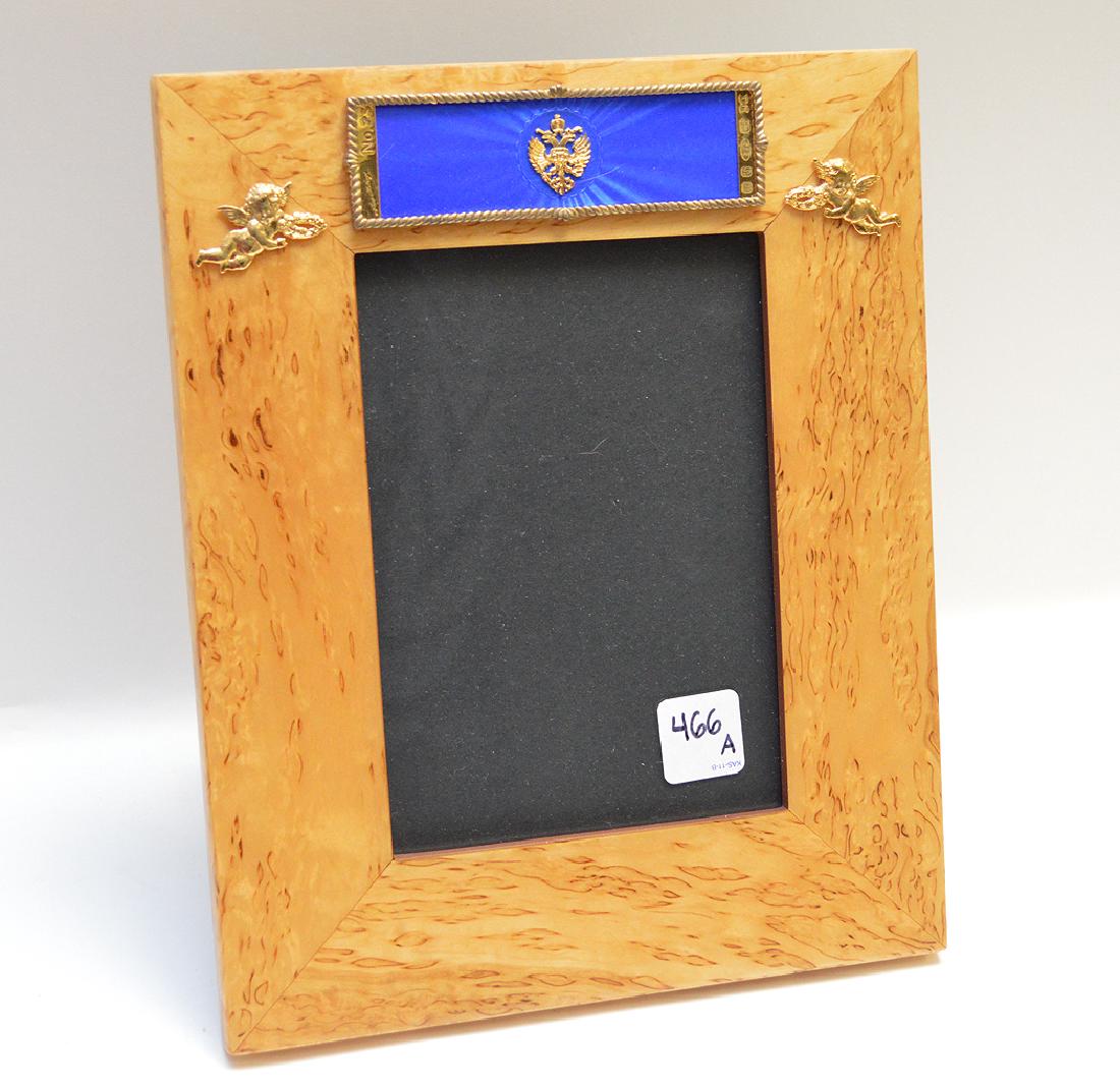 Theo Faberge sterling enamel & burlwood frame, 10 3/4" (1 of 6)