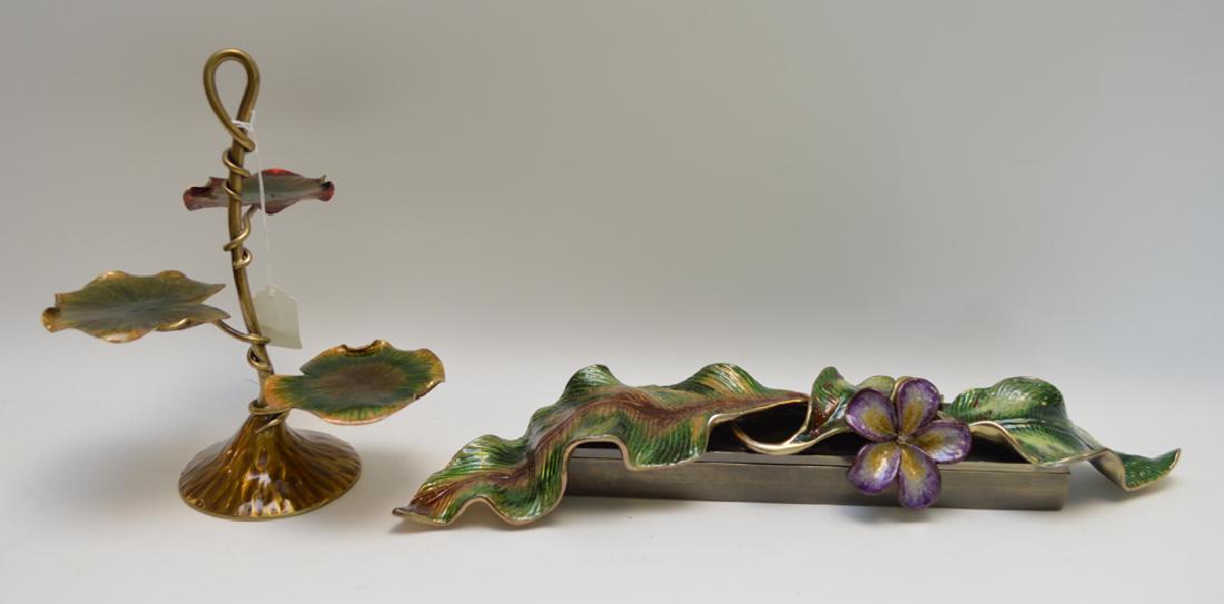 Jay Strongwater enamel box with leaf & floral top (1 of 7)