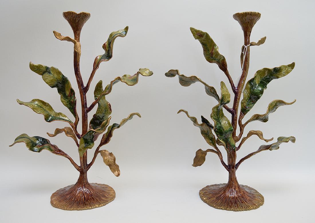 Pair large Jay Strongwater enamel floral form (1 of 4)