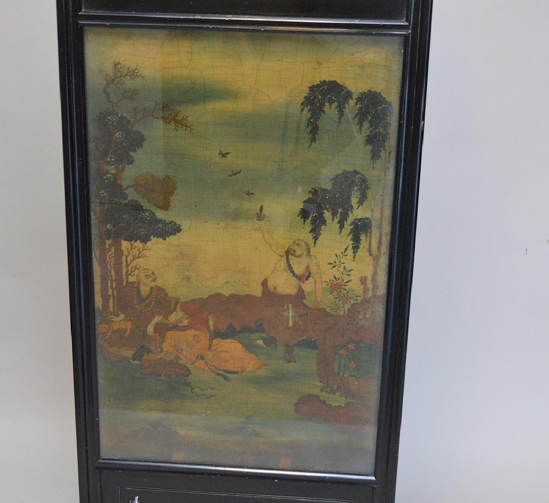 18th/19th century Chinese painted panel depicting 3 men (1 of 6)
