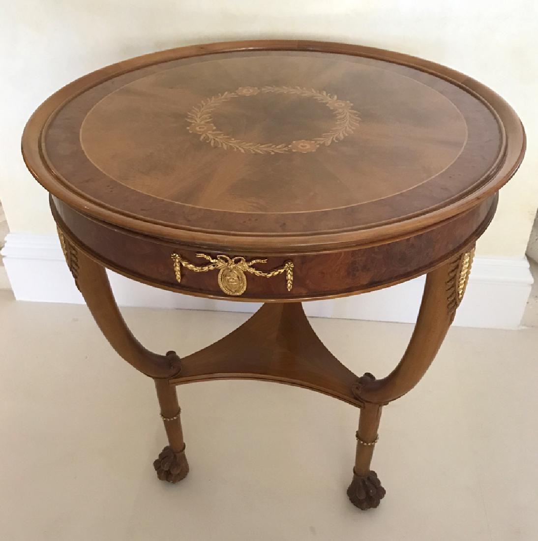 Colombo Mobili inlaid table, 26 1/2"h x 24"dia with: Colombo Mobili inlaid table, 26 1/2"h x 24"dia with original label