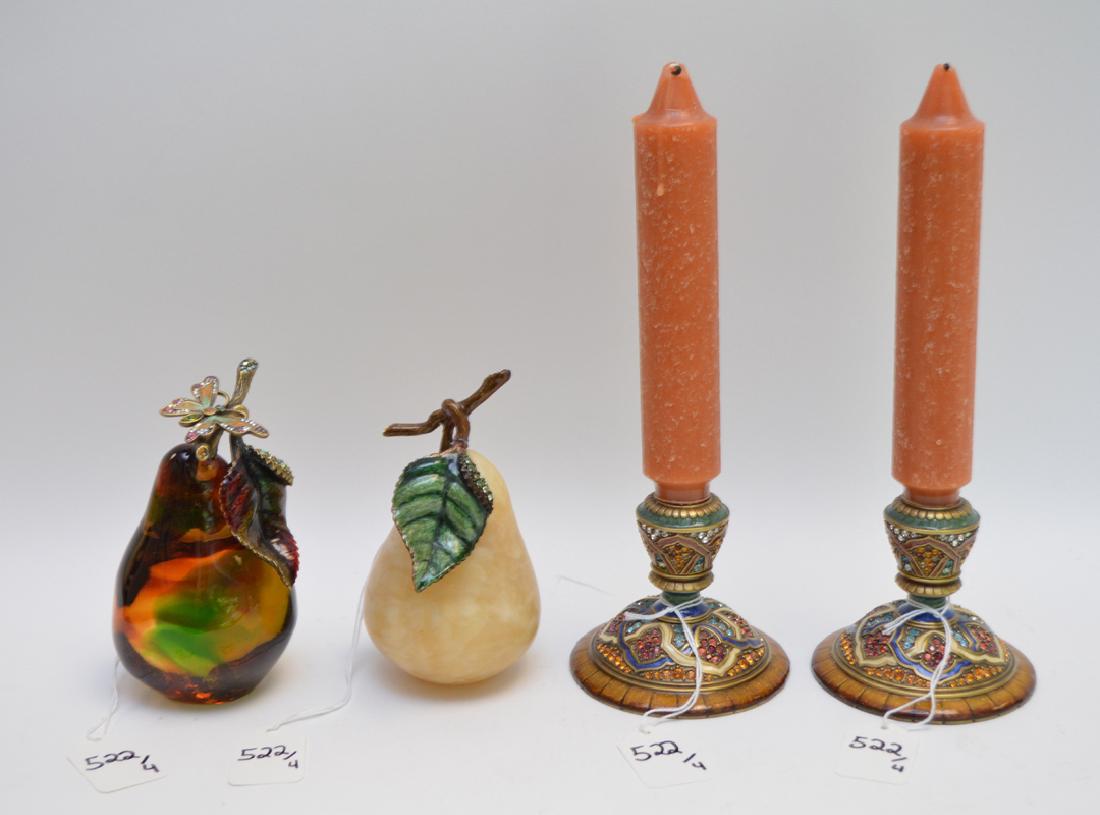 4 pieces of Jay Strongwater, 1 glass & enamel pear (5 (1 of 5)