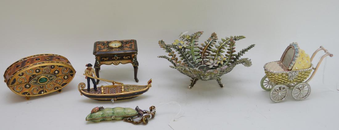 6 Jay Strongwater articles, incl; floral form bowl (1 of 7)