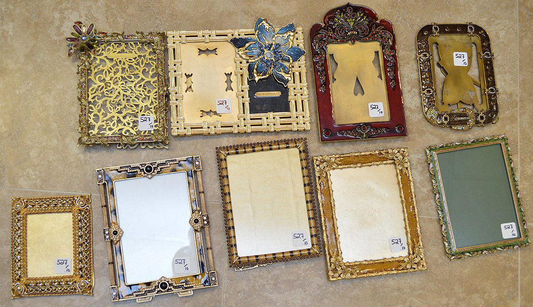 9 Jay Strongwater frames, 1 frame with red enamel (1 of 9)