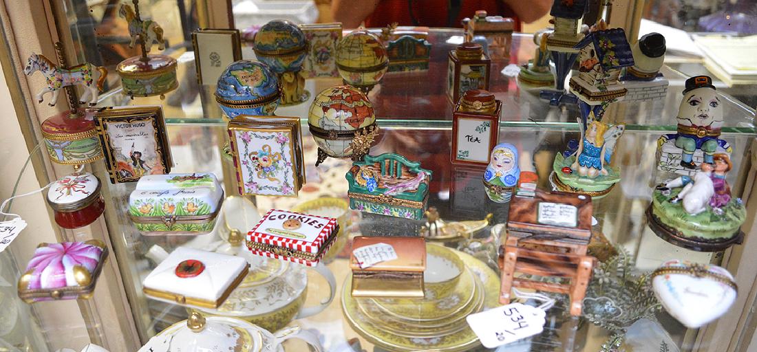 20 Limoges porcelain boxes, largest birdhouse, 4 3/8"h (1 of 5)