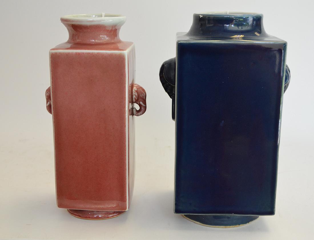 2 Chinese Porcelain Vases.  1 Square Vase with blue (1 of 6)