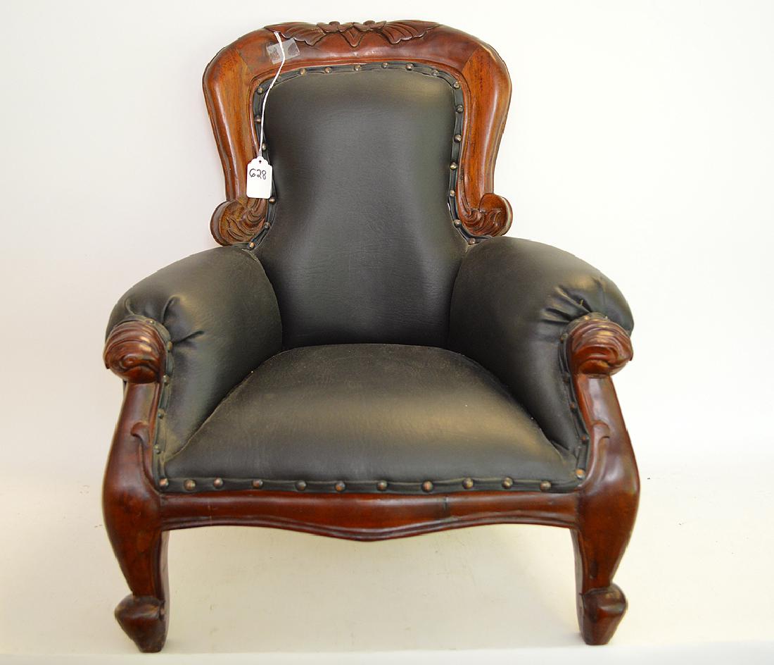 Mahogany & Leather Victorian Style Child's Chair.  Ht. (1 of 4)