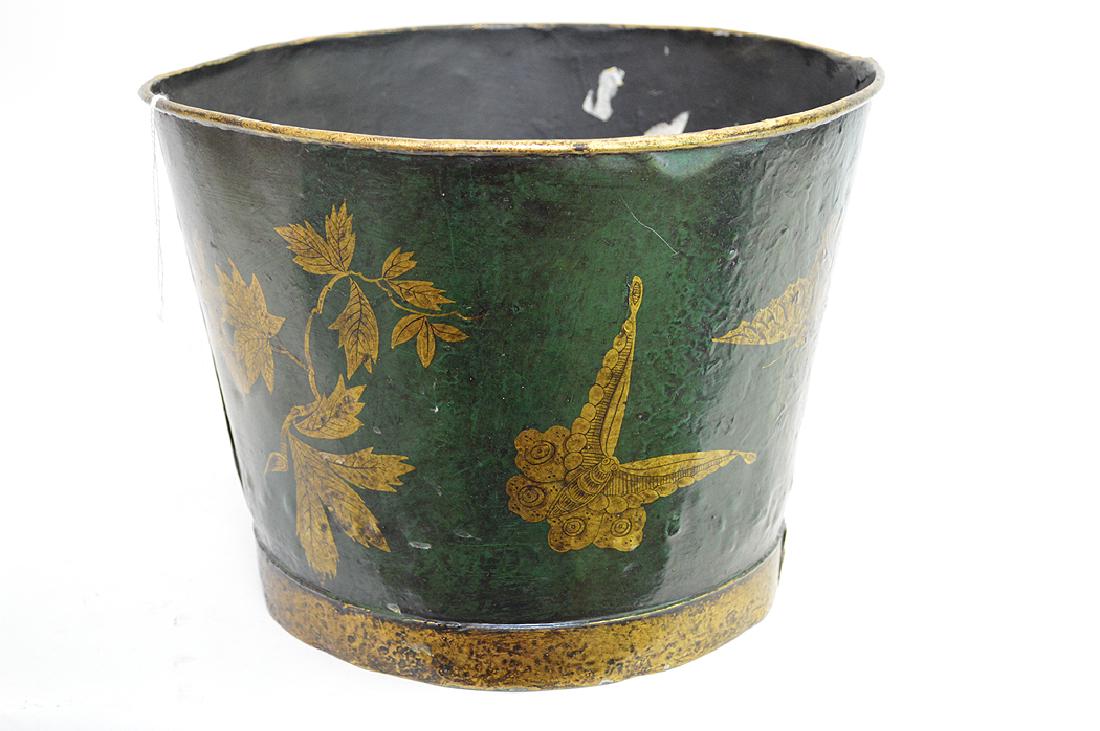 Antique Tole Cache Pot.  Ht. 8 1/2" Dia. 11" (1 of 3)