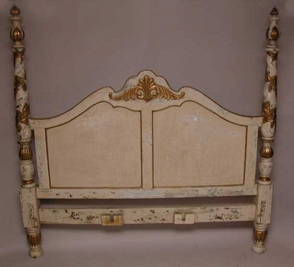 Massive carved & painted 4 poster bed , white with: Massive carved & painted 4 poster bed , white with gilded grapes & vines