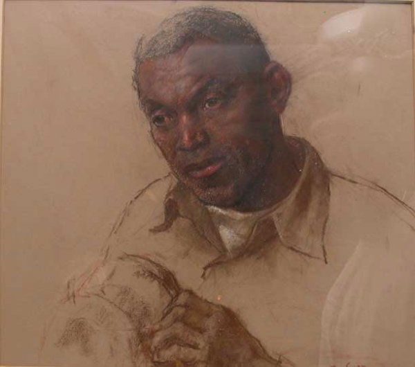 Robert Brackman, N.A. (1896-1980, Noank, Conn), pa: Robert Brackman, N.A. (1896-1980, Noank, Conn), pastel, portrait of Afro-American man, 16 1/2" x 18 1/2"
