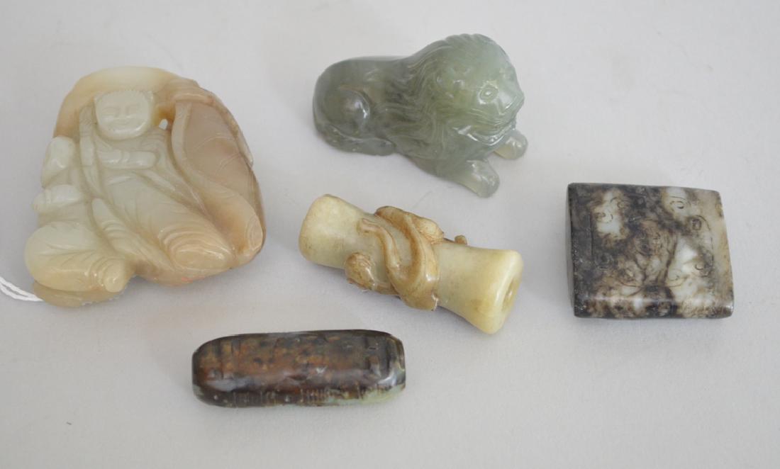 5 Jade Articles.  Largest carved children in foliage (1 of 3)
