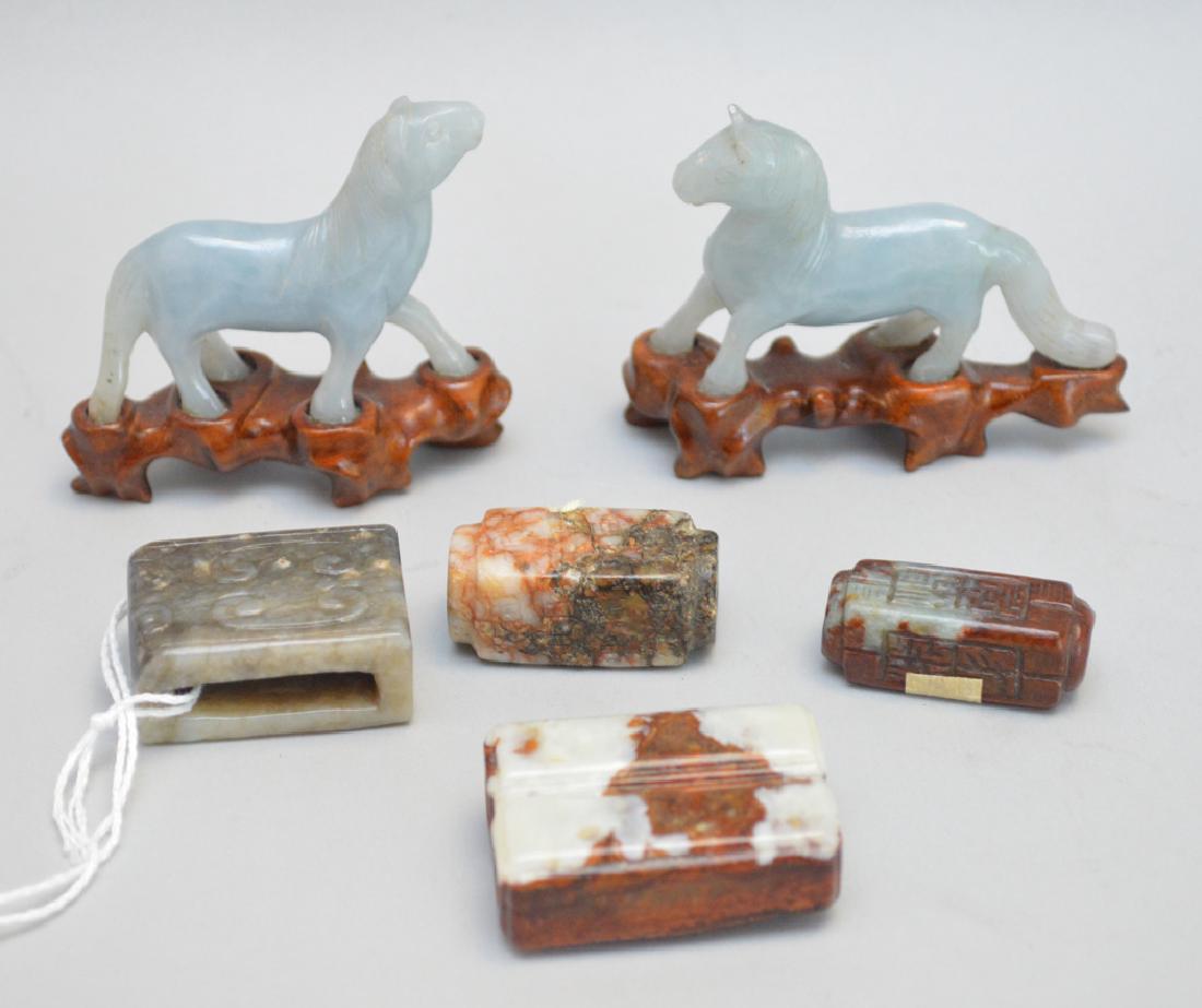 6 Carved Chinese Articles.  4 Jade Carvings 2 Horses (1 of 3)