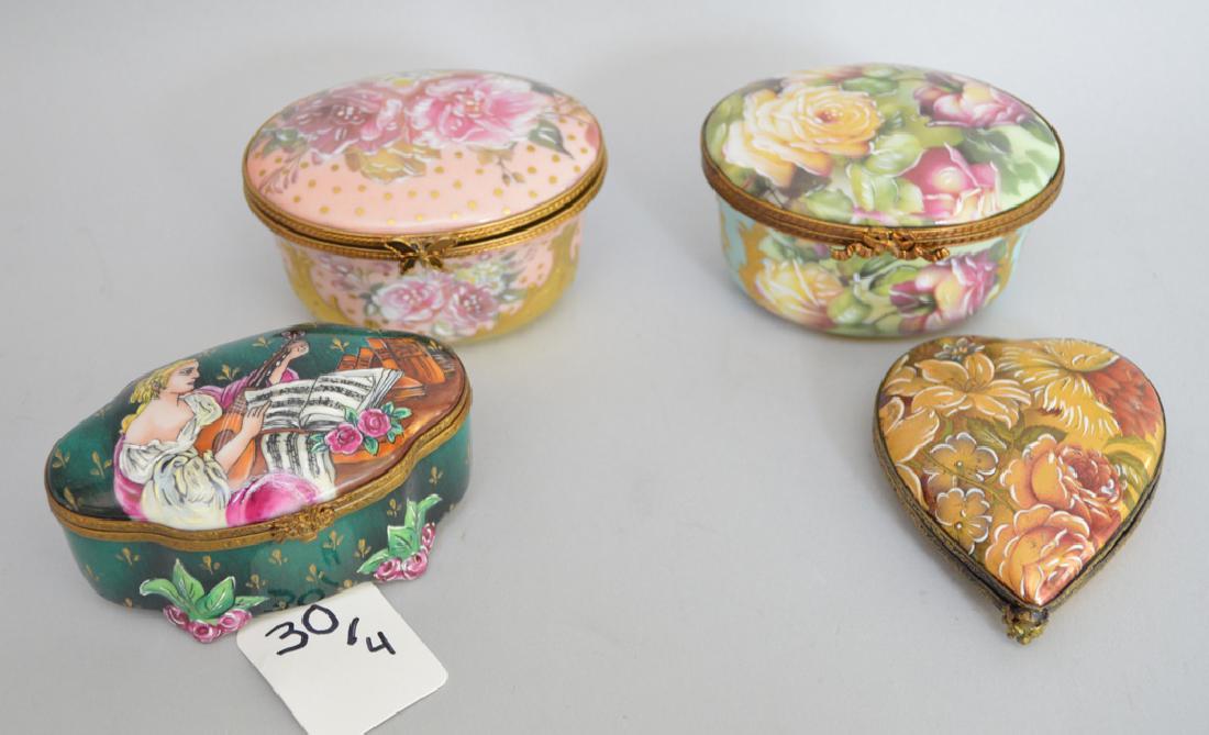 4 Limoges Rochard collection porcelain boxes, largest (1 of 6)