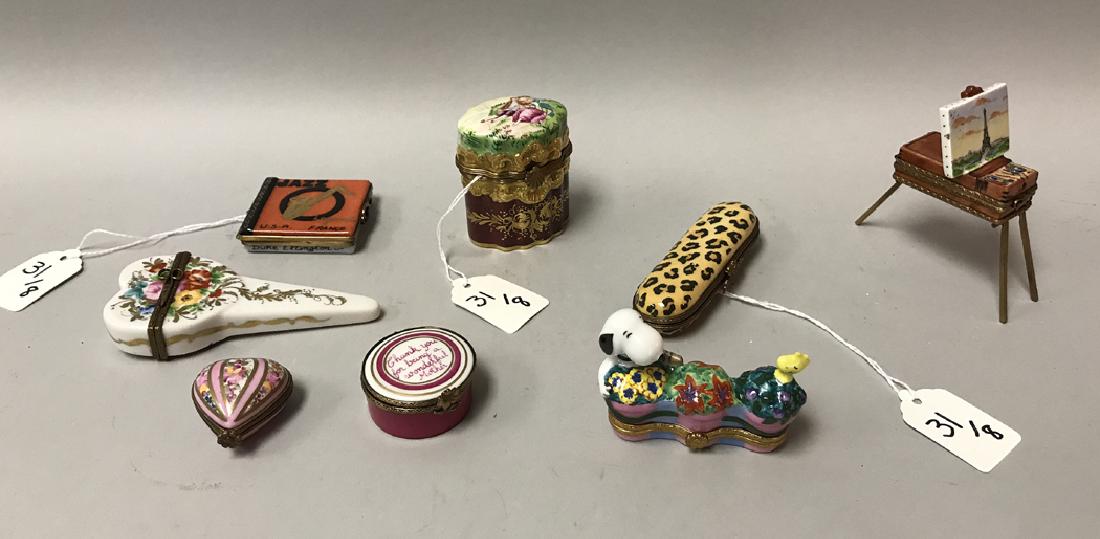 8 Limoges porcelain boxes each with interior items, (1 of 5)