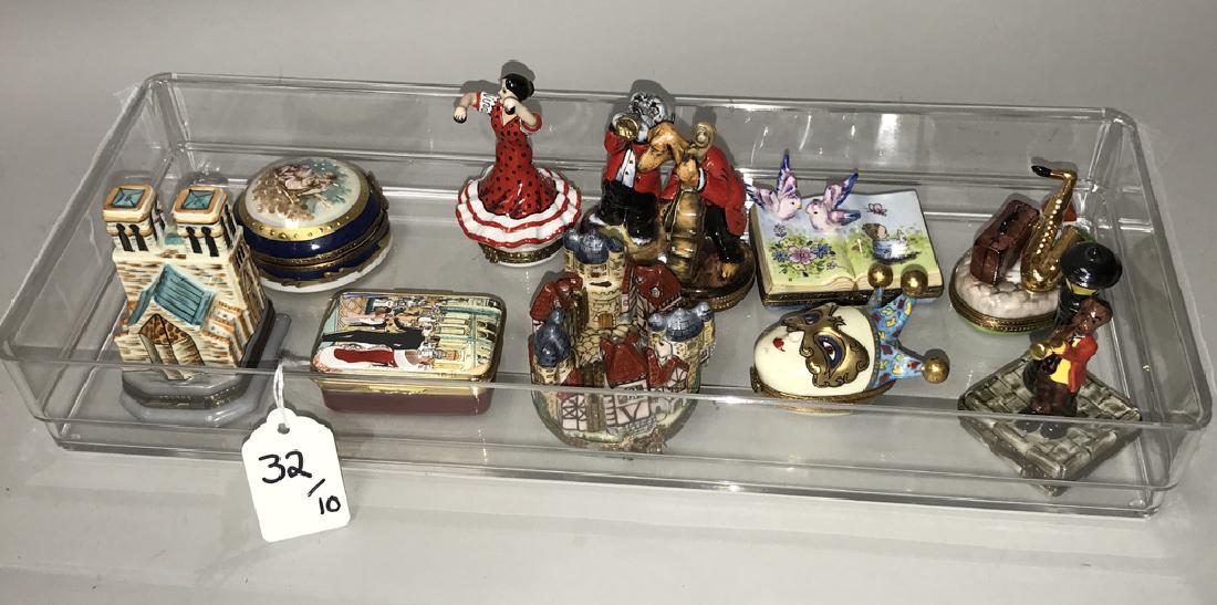 10 Limoges porcelain boxes, tallest dog band (3 1/2h) (1 of 4)