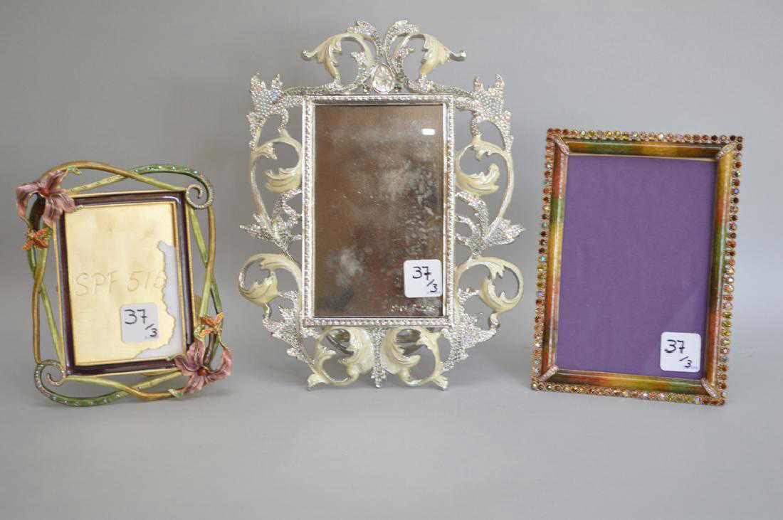 3 Jay Strongwater Enamel Frames Each Signed Largest
