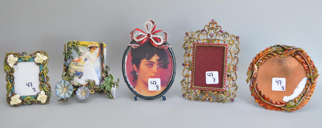 5 Jay Strongwater enamel frames, each signed, tallest 6 (1 of 10)