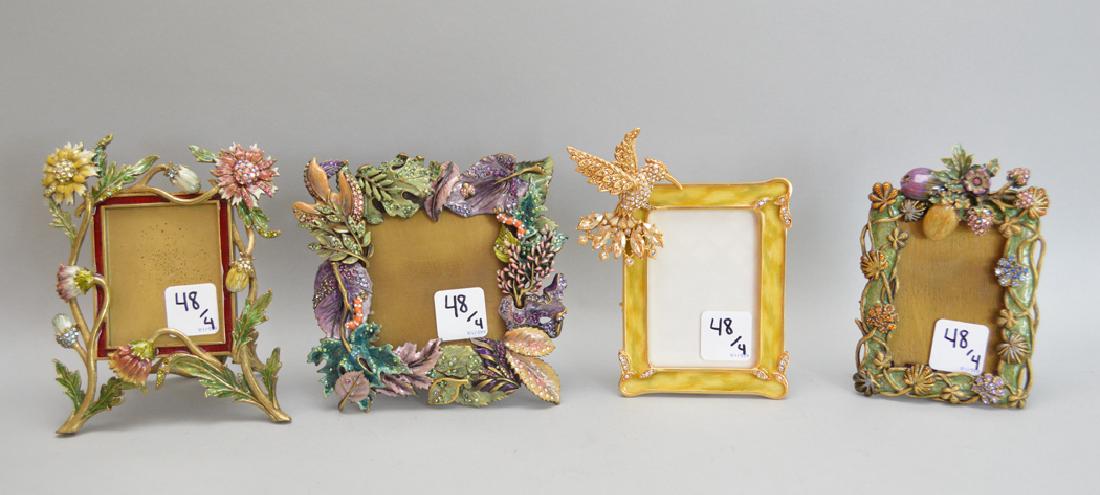 4 Jay Strongwater enamel frames, each signed, tallest (1 of 9)