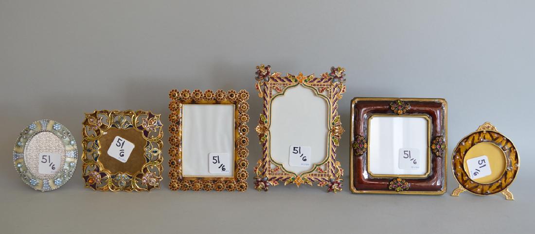 5 Jay Strongwater enamel frames, each signed, tallest (1 of 9)