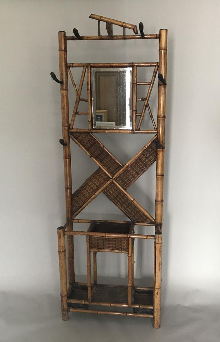 English vintage bamboo hall tree, 78h x 27w